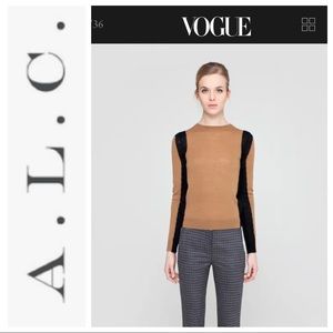 A.L.C. Wool Scoop Neck Sheer Sweater